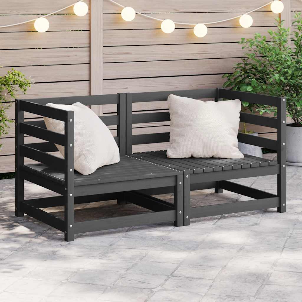 Sofás de canto para jardim 2 pcs pinho maciça cinzento