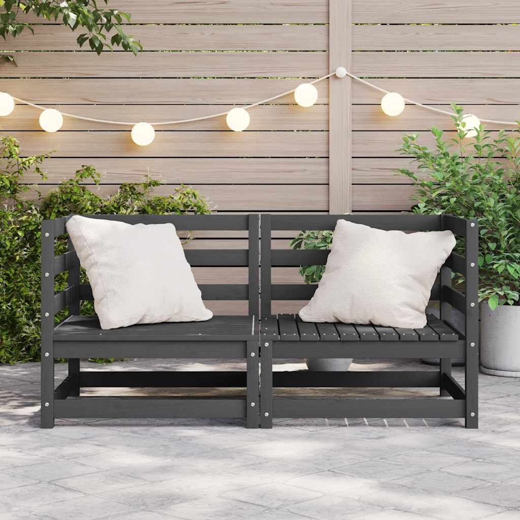 Sofás de canto para jardim 2 pcs pinho maciça cinzento