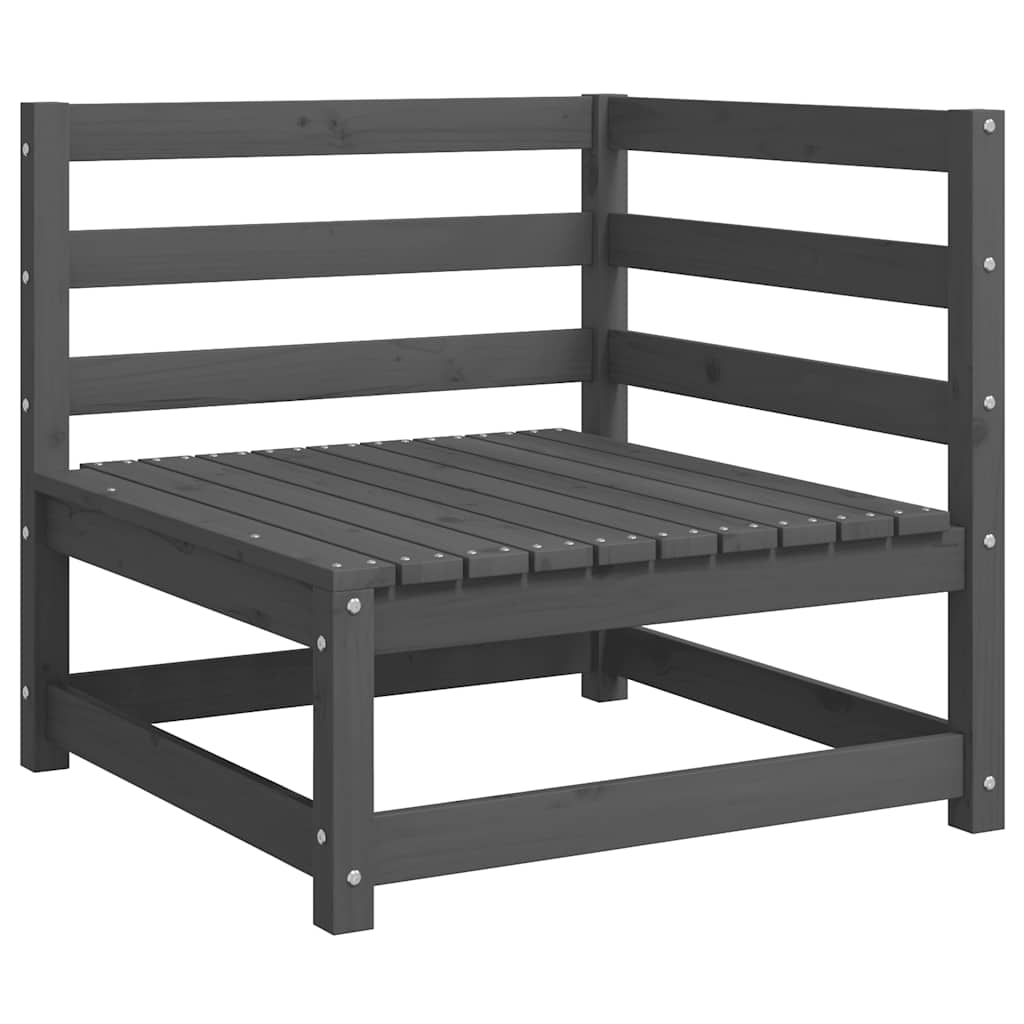 Sofás de canto para jardim 2 pcs pinho maciça cinzento