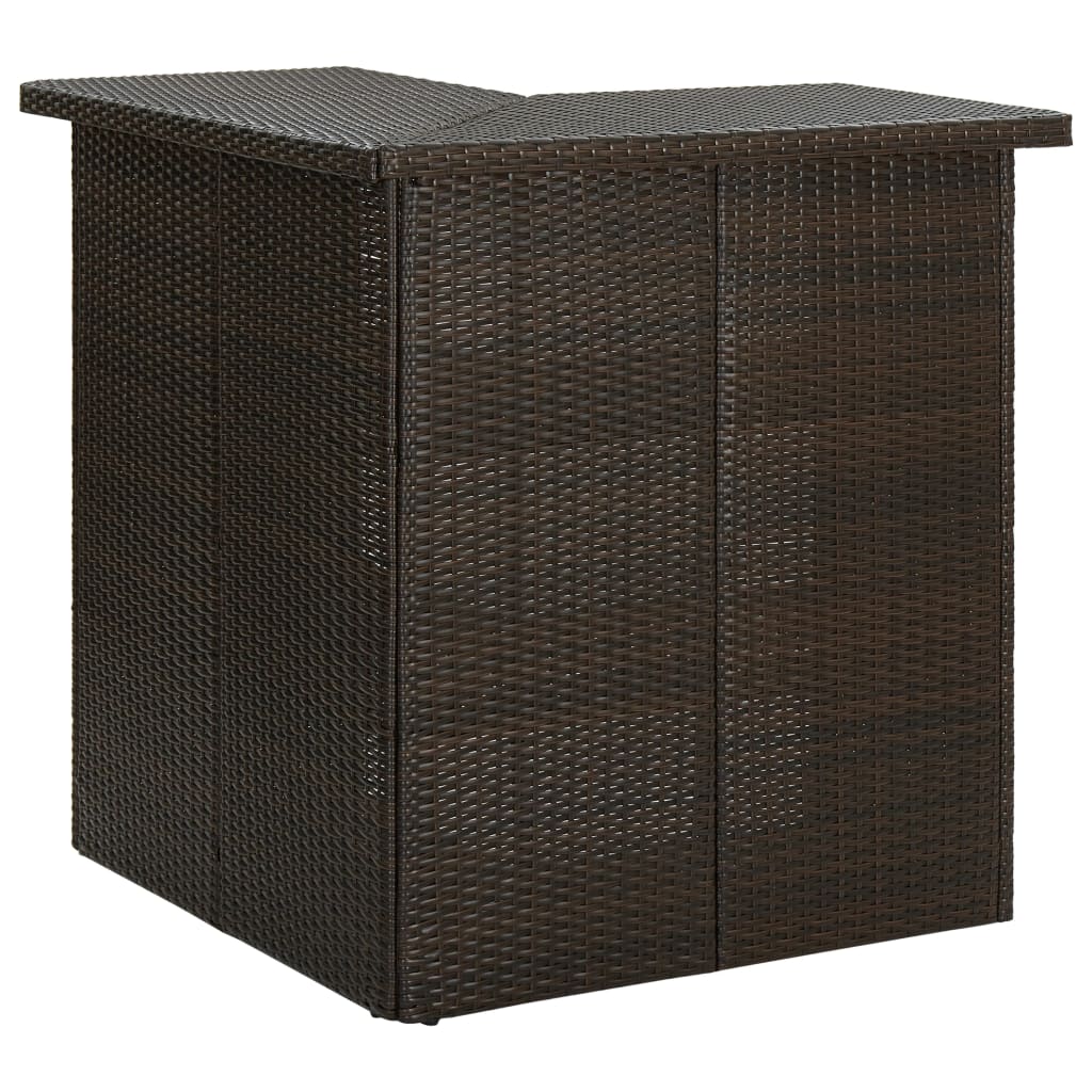 4 Pcs conjunto de bar p/ jardim com almofadões vime PE castanho