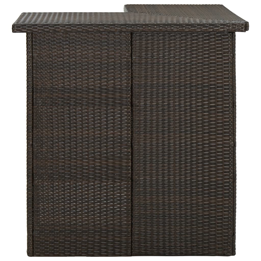 4 Pcs conjunto de bar p/ jardim com almofadões vime PE castanho