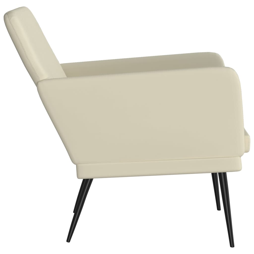 Cadeira c/ apoio de braços 61x78x80 cm couro artificial creme