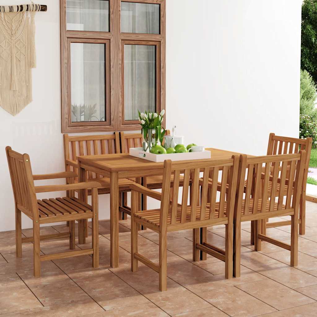 Conjunto de jantar de jardim de 7 peças 140x80 cm madeira de teca maciça