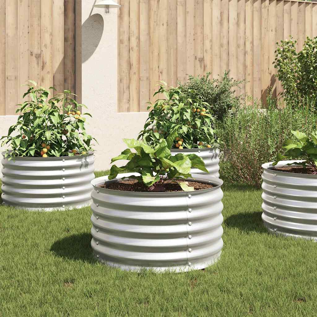 Canteiro/vaso elevado aço galvanizado 80x80x44 cm prateado