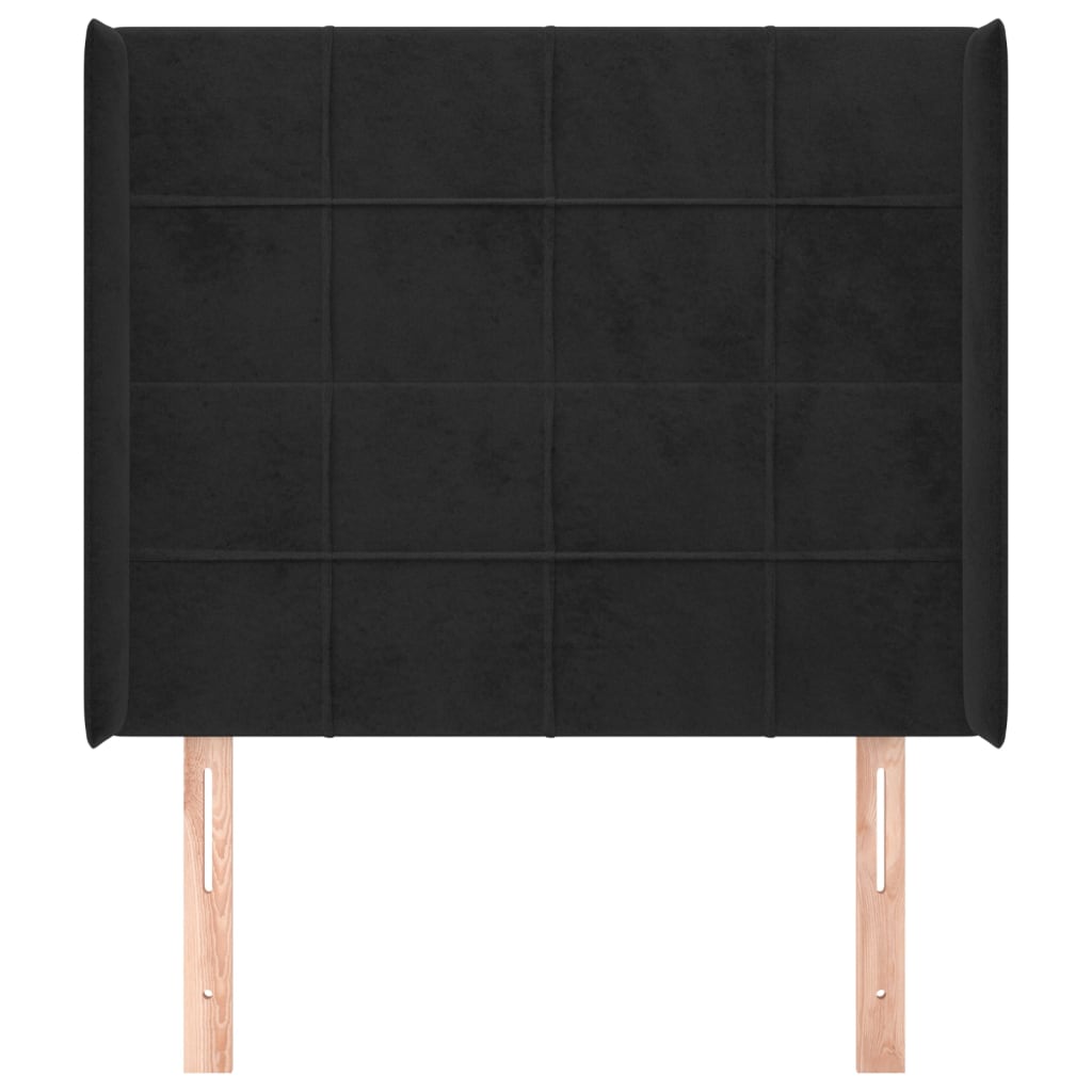 Cabeceira de cama c/ abas veludo 103x16x118/128 cm preto