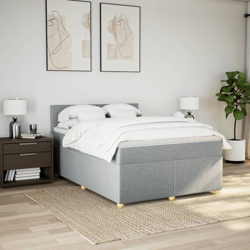 Cama com molas/colchão 140x200 cm tecido cinzento-claro