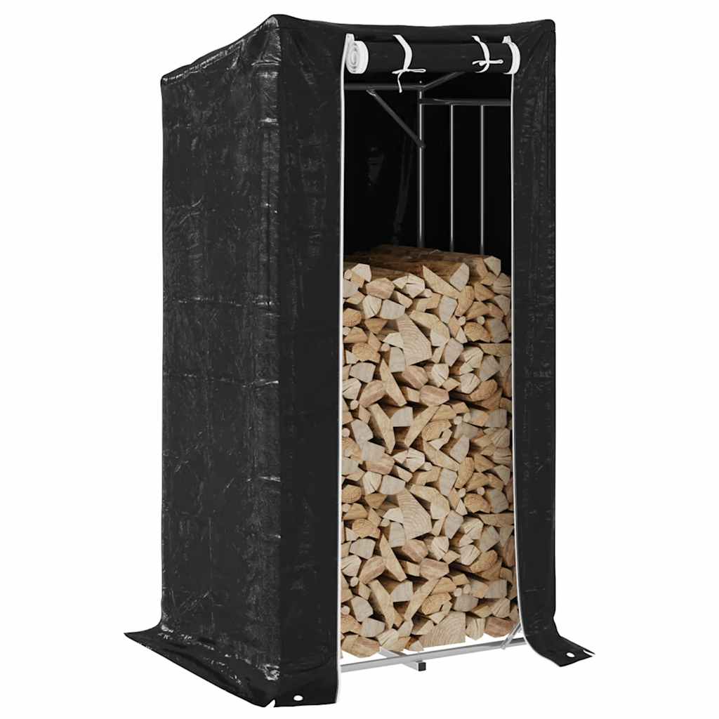Rack de lenha com tampa de chuva 150x80x200 cm aço galvanizado