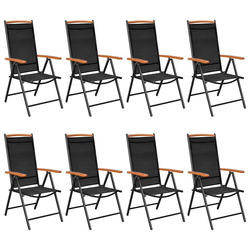 9 Pcs conjunto de jantar para jardim alumínio preto