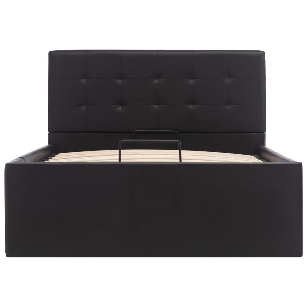 Cama hidráulica c/ arrumação 100x200cm couro artificial preto