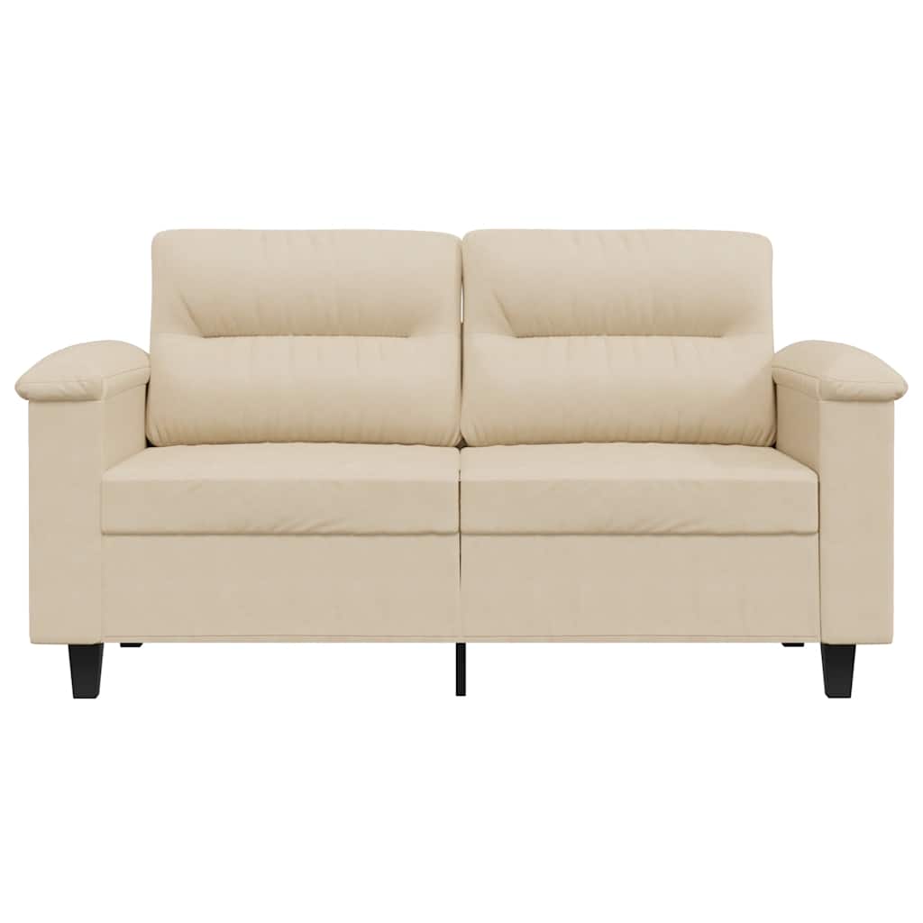 Sofá de 2 lugares 120 cm tecido de microfibra cor creme