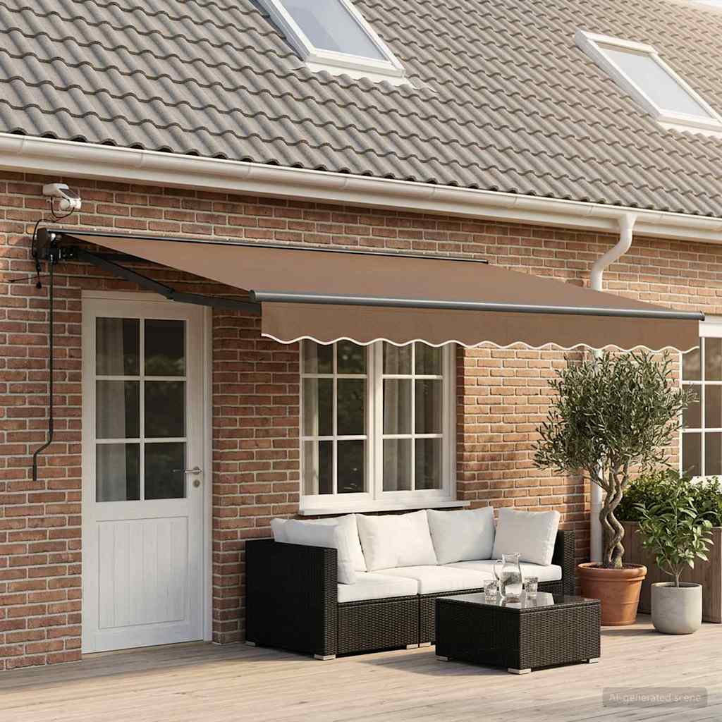 Toldo retrátil elétrico cinzento-acastanhado 4 × 3 m
