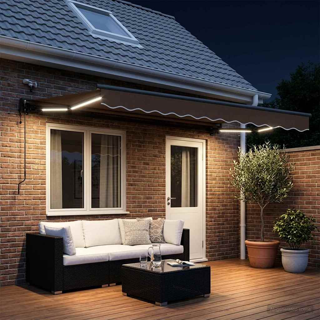 Toldo retrátil elétrico cinzento-acastanhado 4 × 3 m