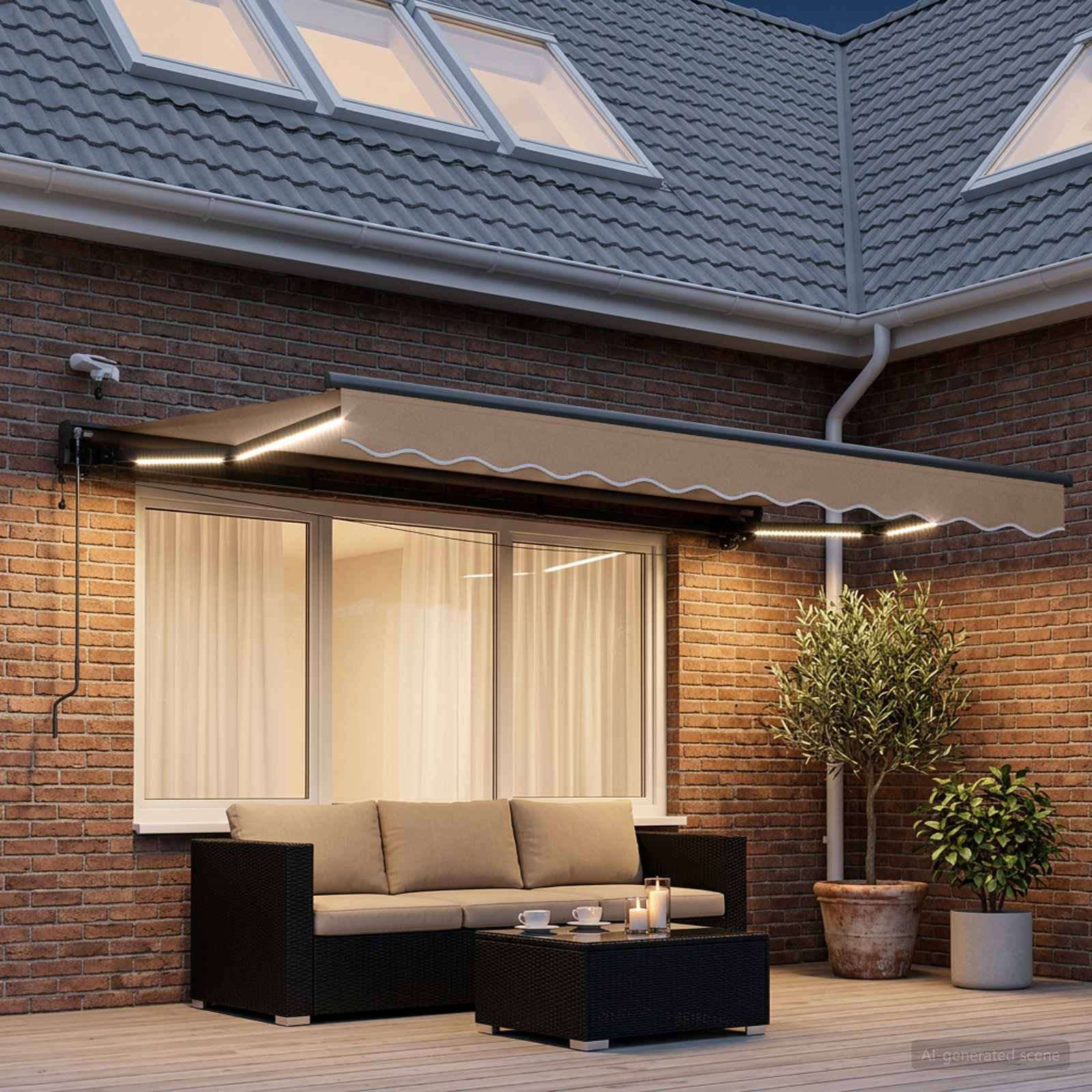 Toldo retrátil elétrico cinzento-acastanhado 4 × 3 m