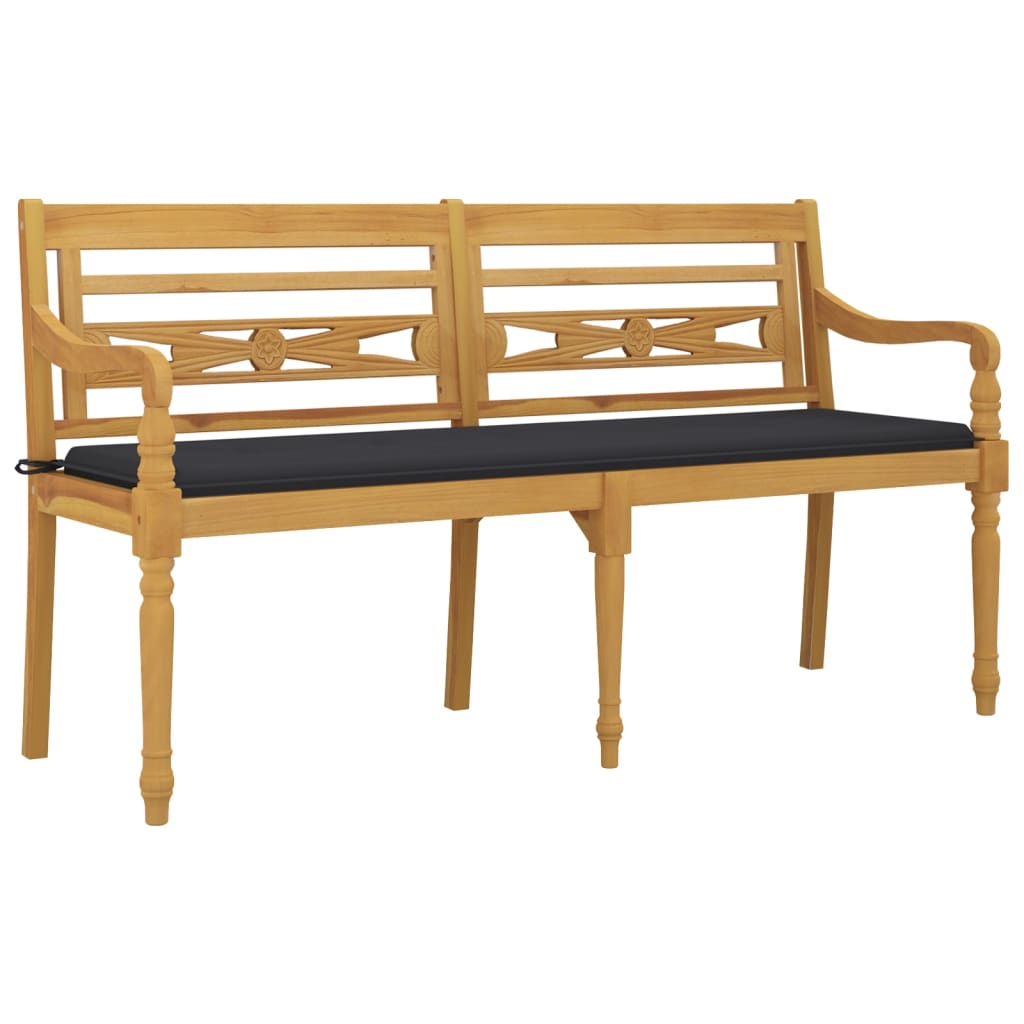 Banco batávia c/ almofadão antracite 150 cm madeira de teca maciça