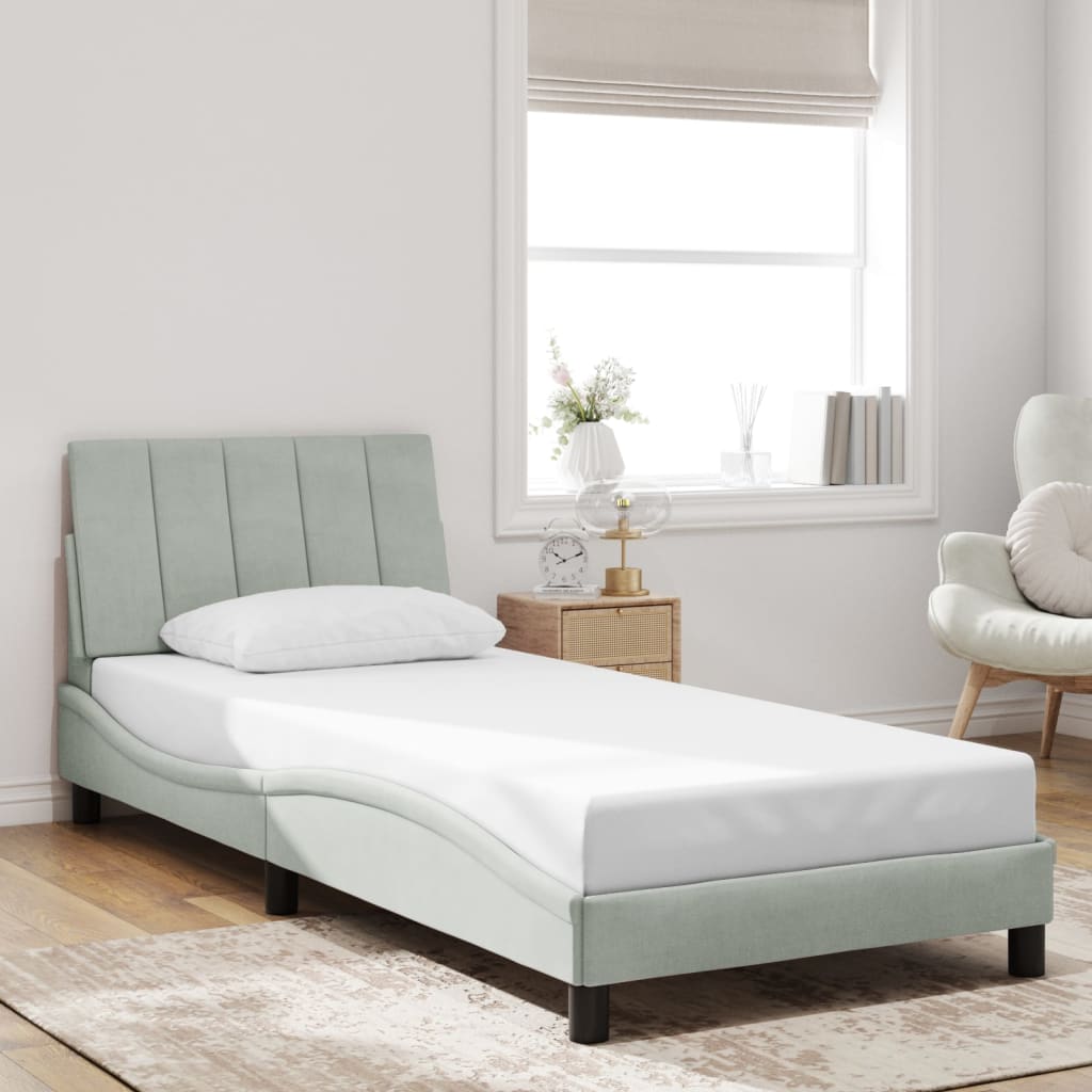 Estrutura de cama com LED sem colchão hanko 80x200 cm veludo cinzento-claro