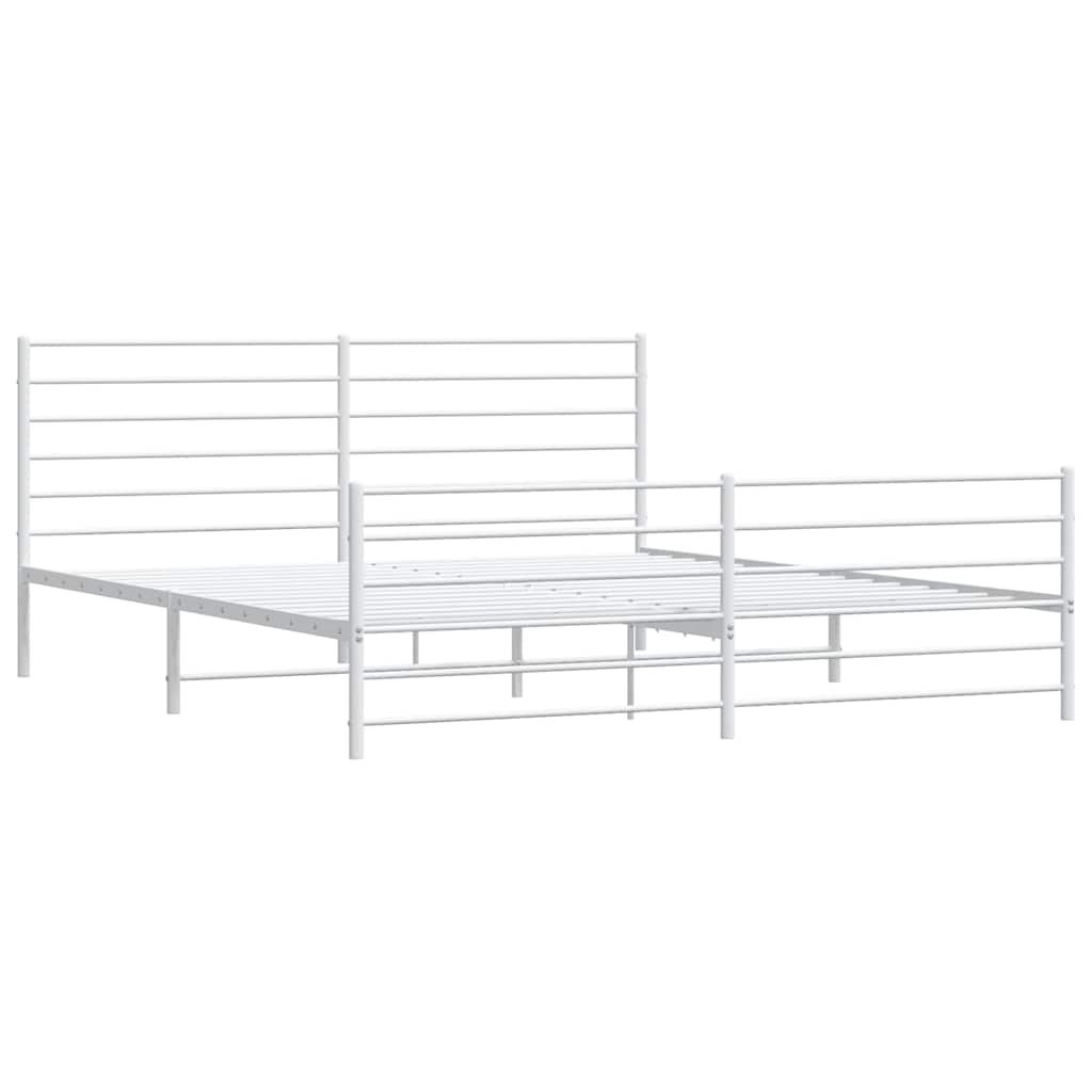 Estrutura de cama com cabeceira e pés 183x213 cm metal branco
