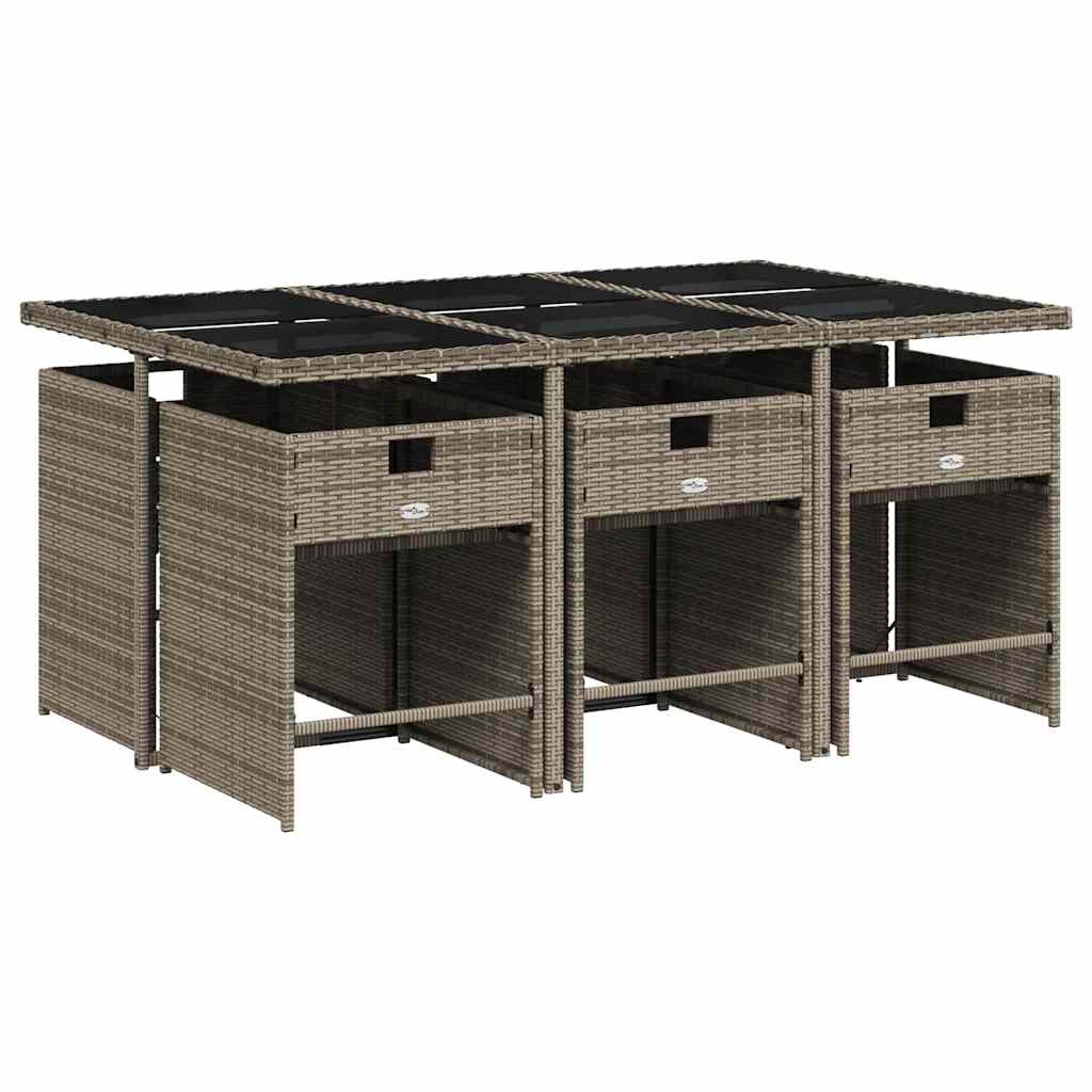 Conjunto de jantar para jardim com 7 peças e almofadas em rattan sintético cinza
