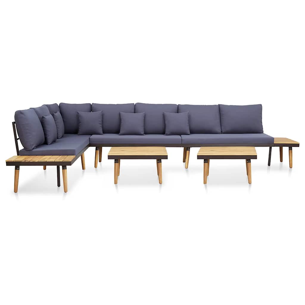 7 Lugares conjunto lounge jardim + almofadões acácia castanho