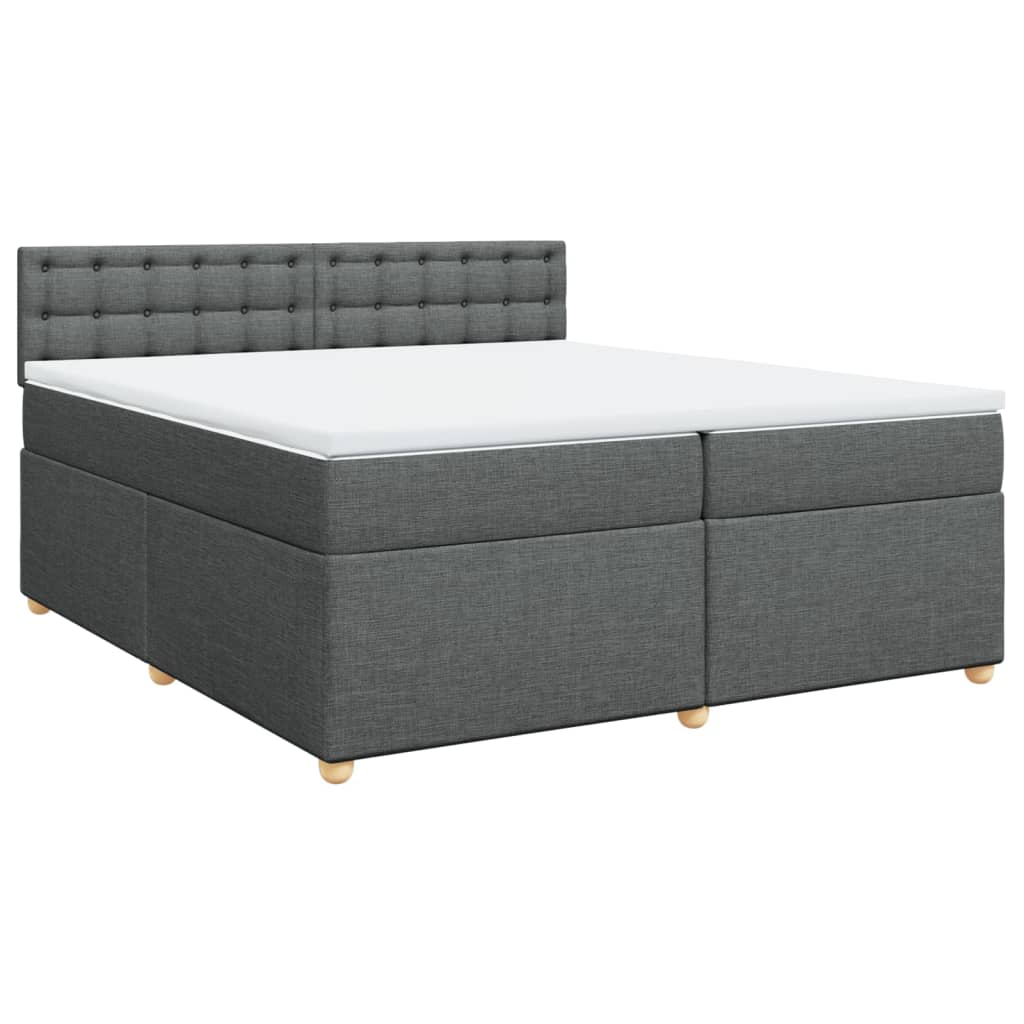 Cama com molas/colchão 200x200 cm tecido cinzento-escuro