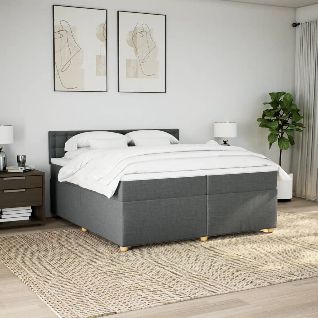 Cama com molas/colchão 200x200 cm tecido cinzento-escuro