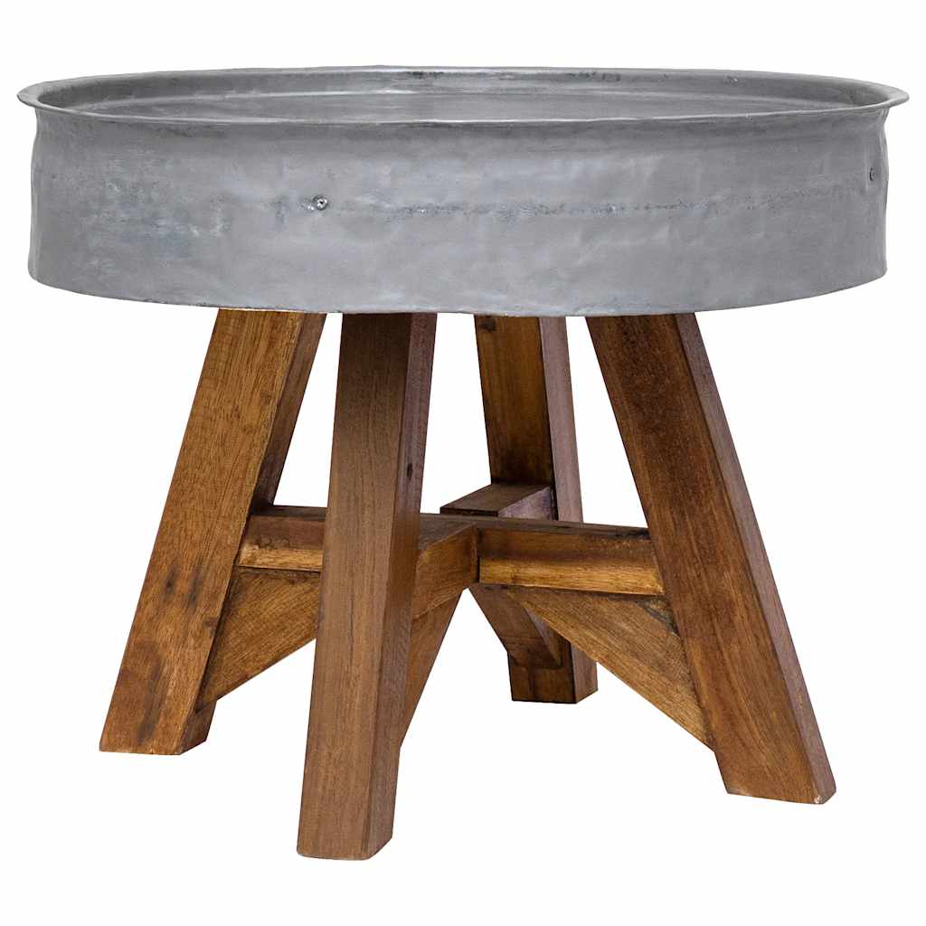 Mesa de centro 60x45 cm mistura de madeira recicladas prateado