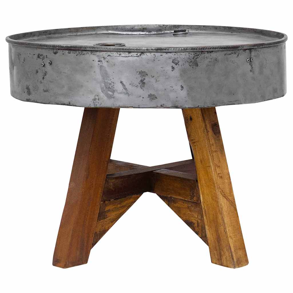 Mesa de centro 60x45 cm mistura de madeira recicladas prateado