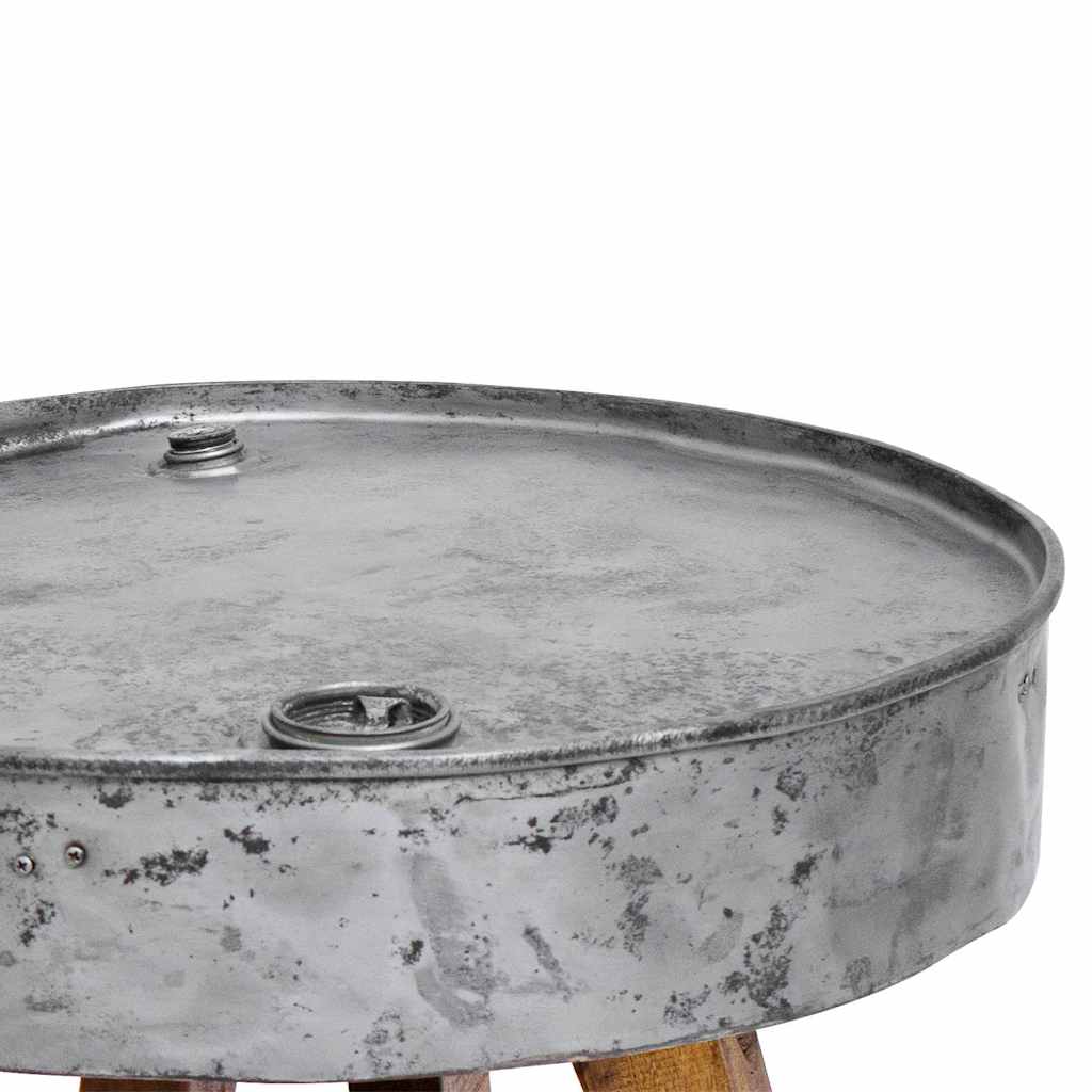 Mesa de centro 60x45 cm mistura de madeira recicladas prateado