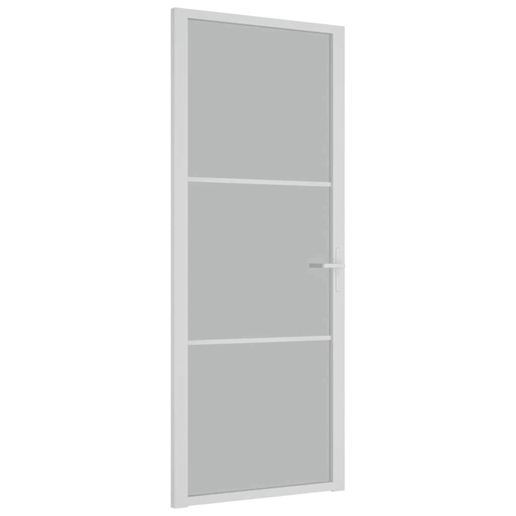 Porta de interior 83x201,5 cm vidro e alumínio branco mate
