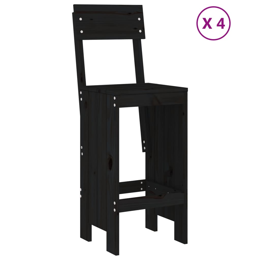 5 Pcs conjunto de bar para jardim pinho maciço preto