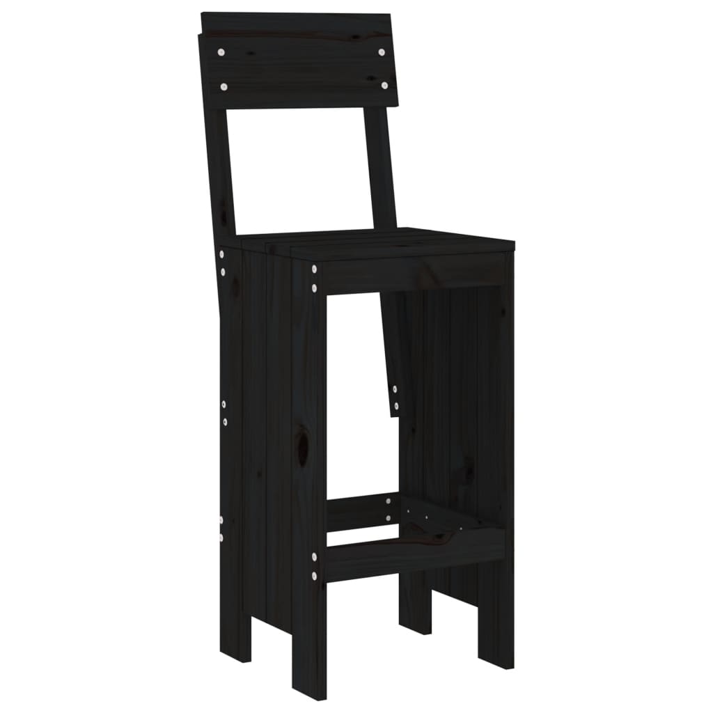 5 Pcs conjunto de bar para jardim pinho maciço preto