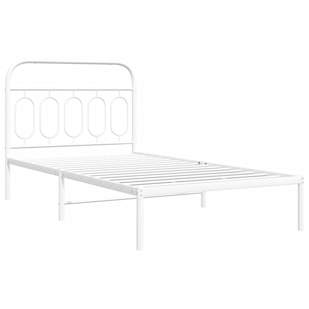 Estrutura de cama com cabeceira 100x190 cm metal branco