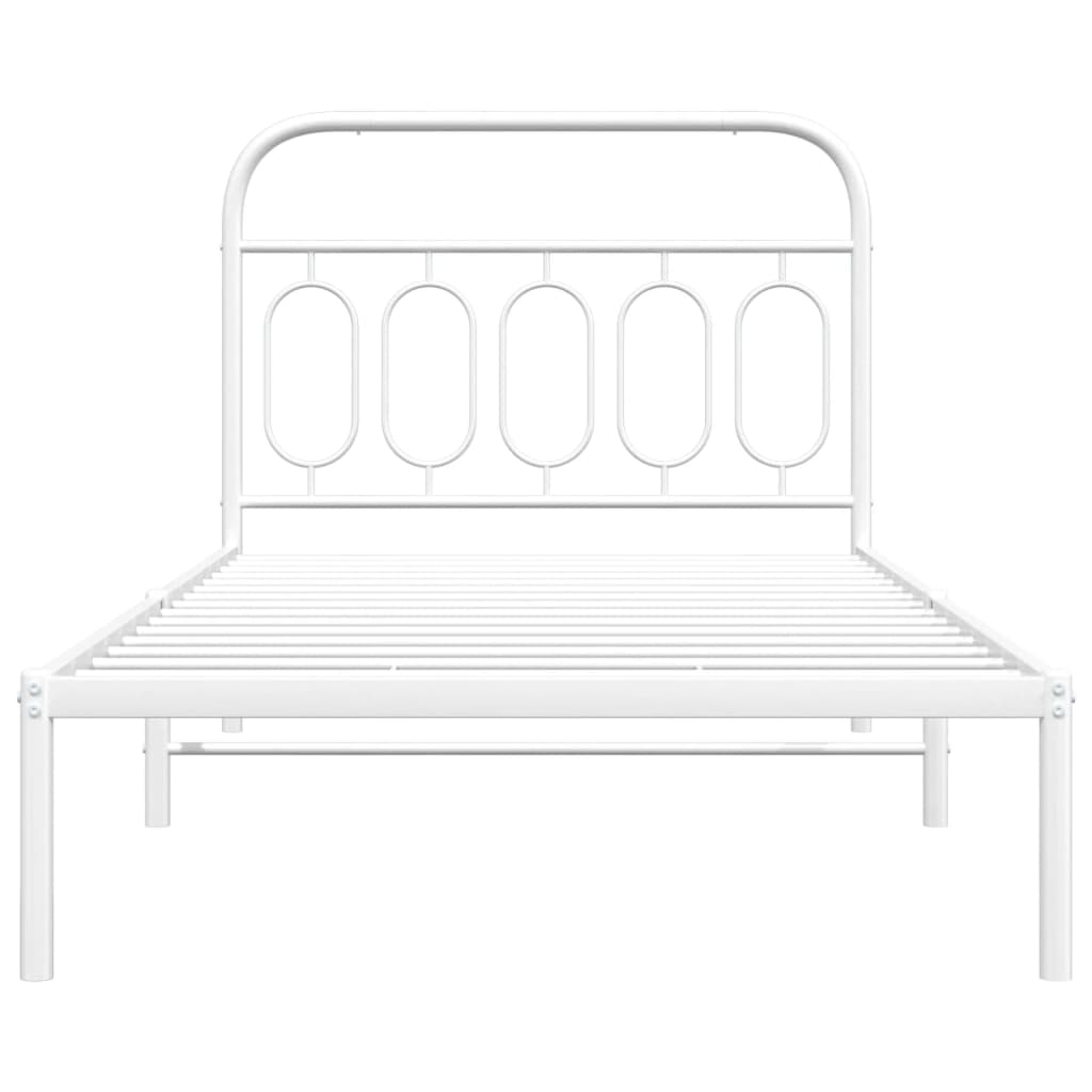 Estrutura de cama com cabeceira 100x190 cm metal branco