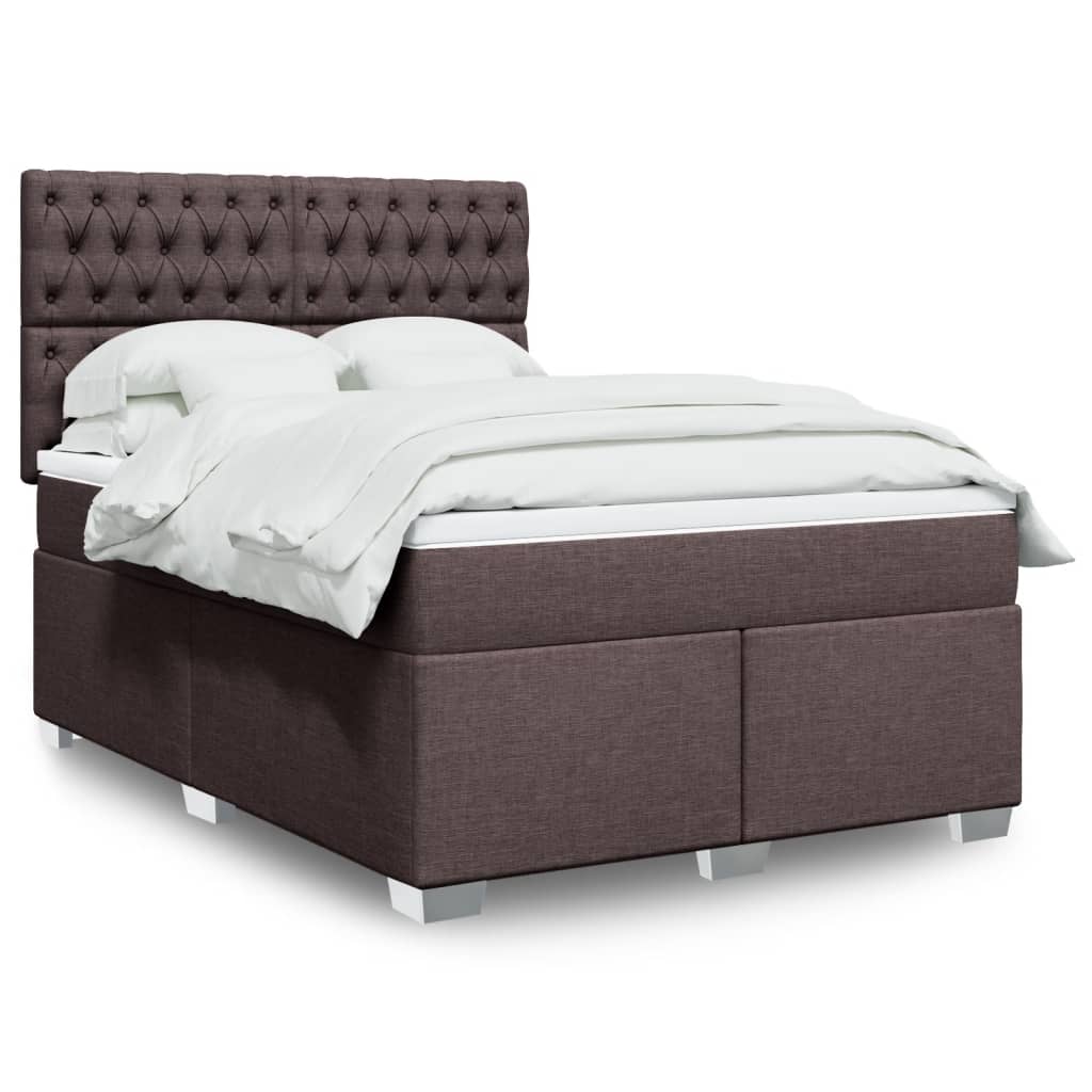 Cama com molas/colchão 140x190 cm tecido castanho-escuro