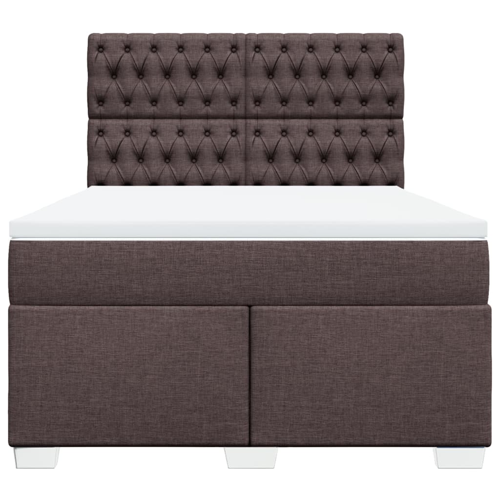 Cama com molas/colchão 140x190 cm tecido castanho-escuro