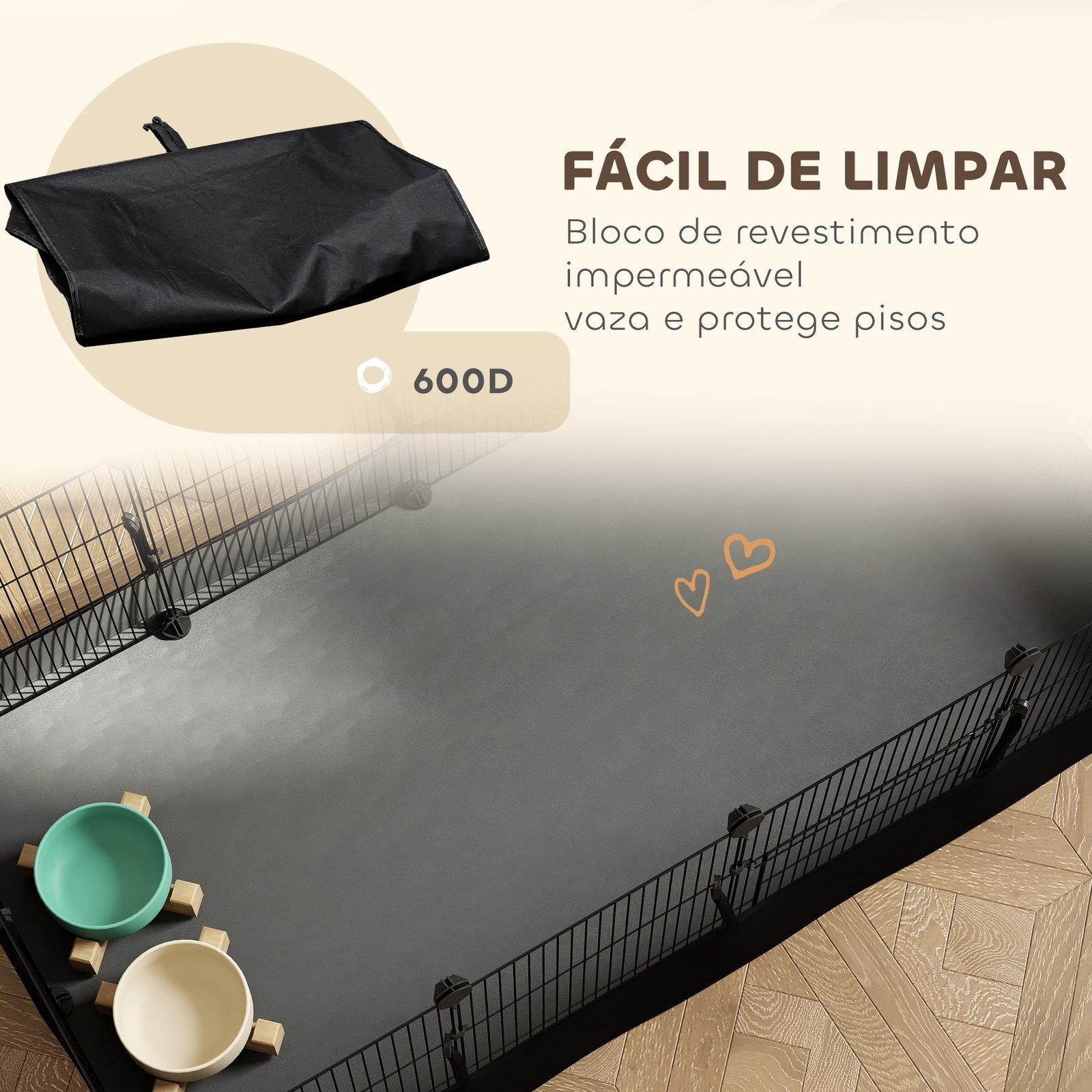 Cerca metálica para animais de 12 painéis DIY tapete impermeável parque para porquinhos-da-índia ouriços 120x60x40 cm preto