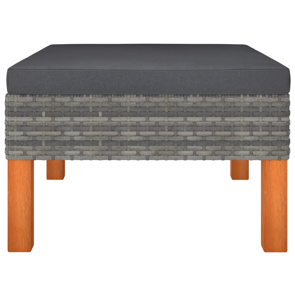 7 Pcs conj. lounge jardim vime PE e eucalipto maciço cinzento