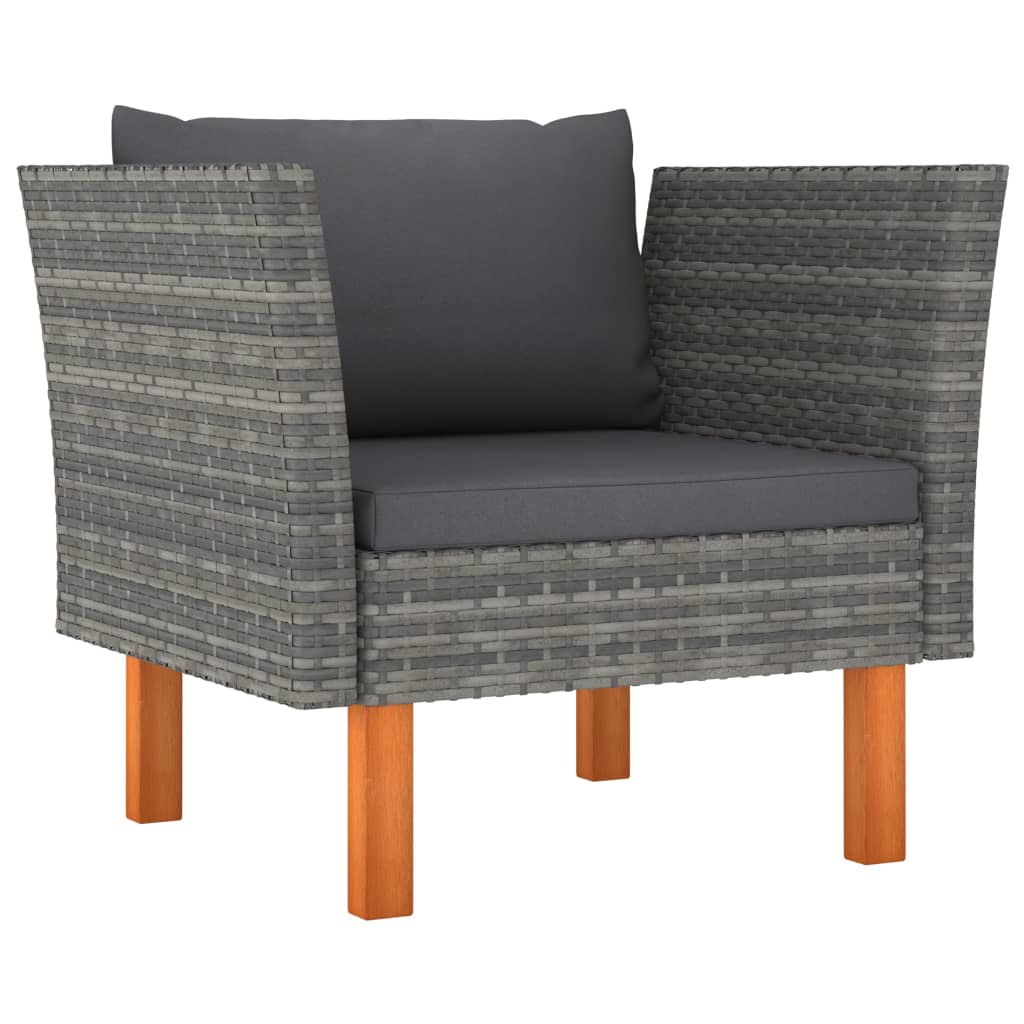 7 Pcs conj. lounge jardim vime PE e eucalipto maciço cinzento