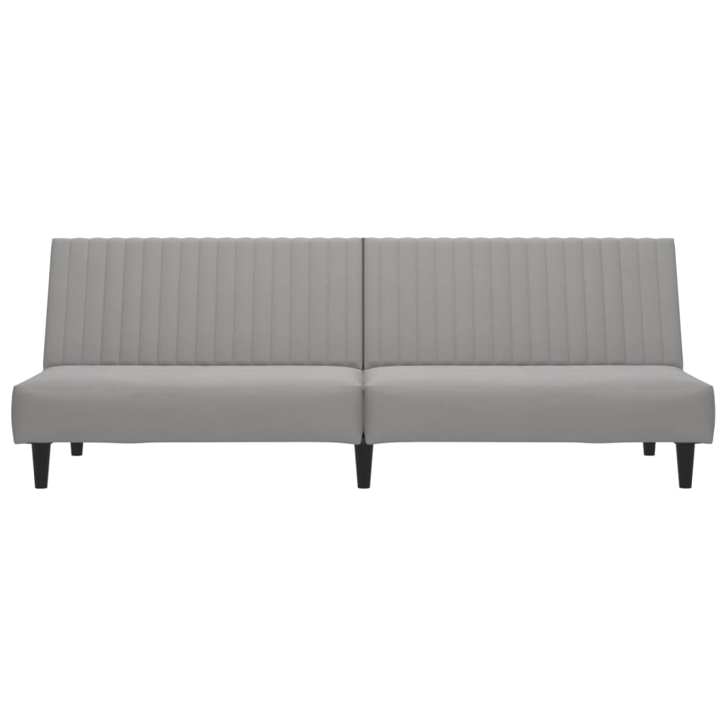Sofá-cama de 2 lugares veludo cinzento-claro