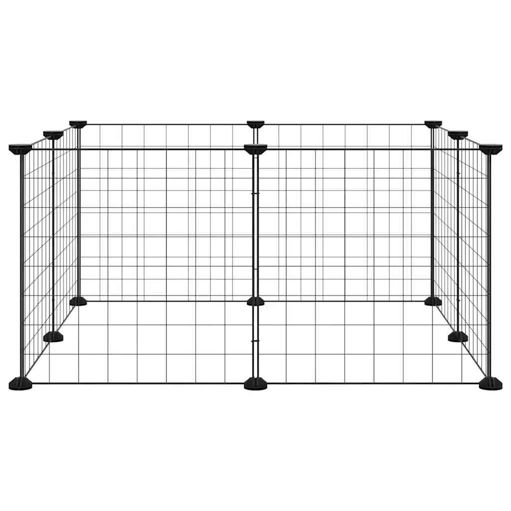 Gaiola para animais de estimação com 8 painéis, preta, 70x70x35 cm, aço