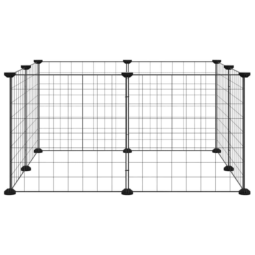 Gaiola para animais de estimação com 8 painéis, preta, 70x70x35 cm, aço