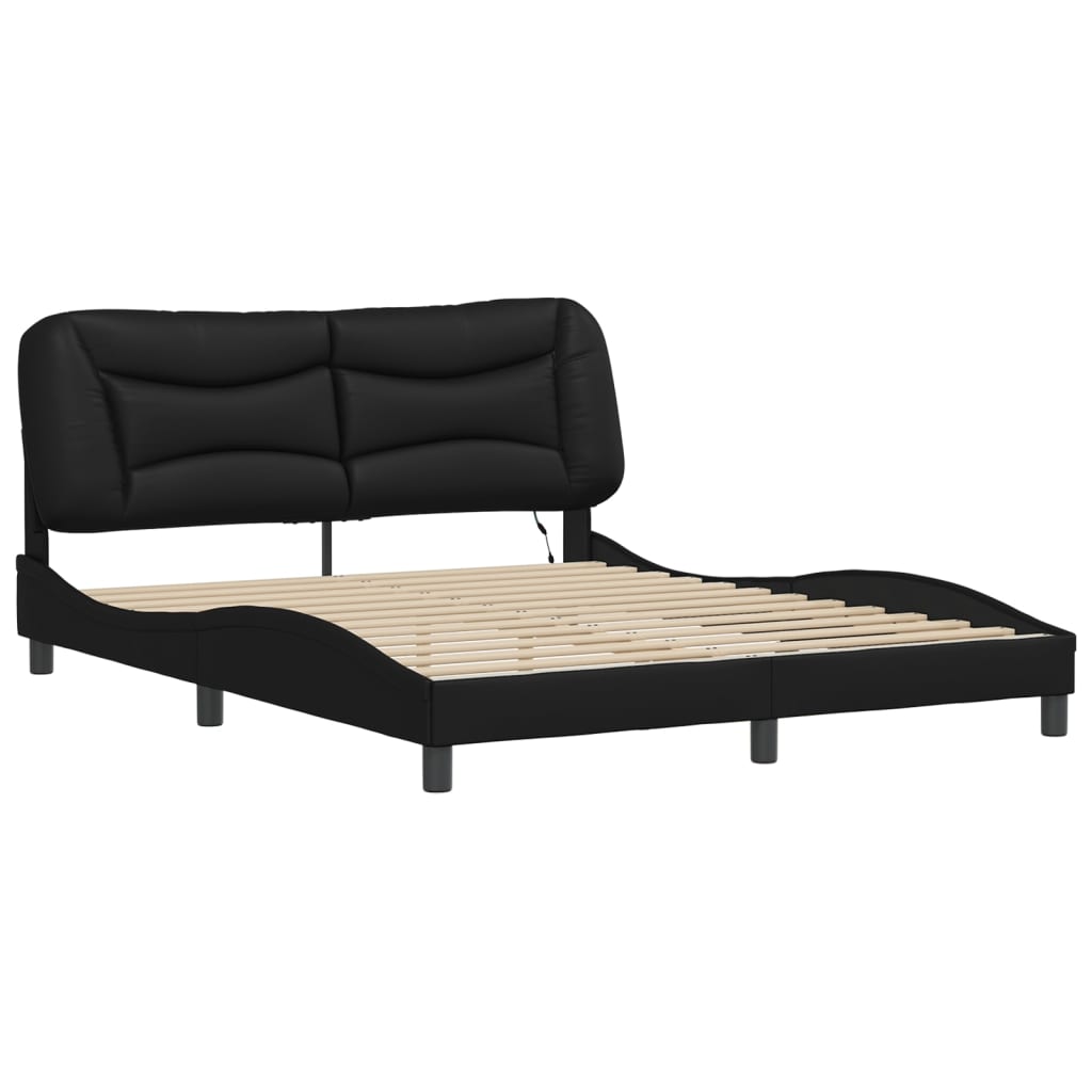 Estrutura de cama com LED sem colchão hvar 160x200cm preto