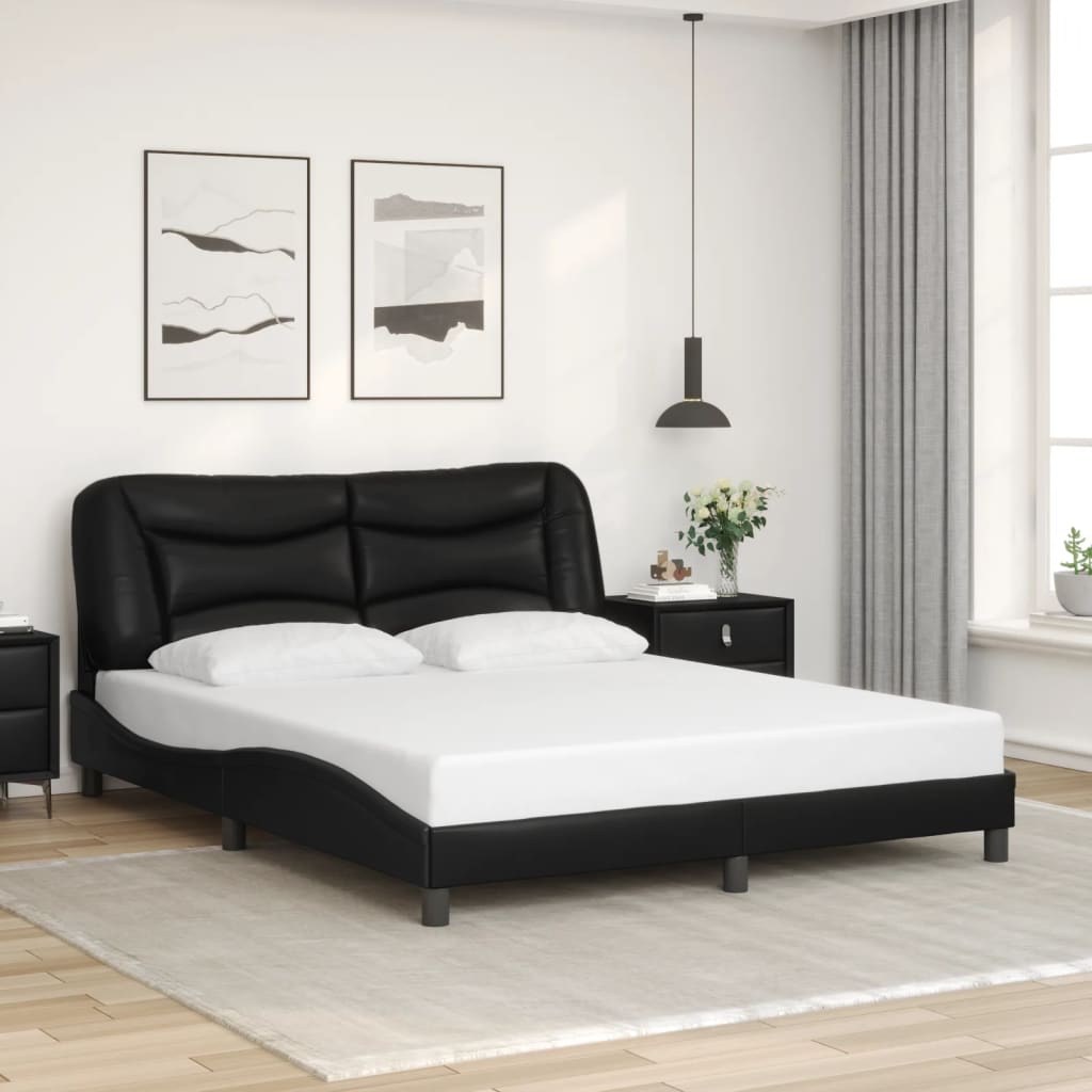 Estrutura de cama com LED sem colchão hvar 160x200cm preto