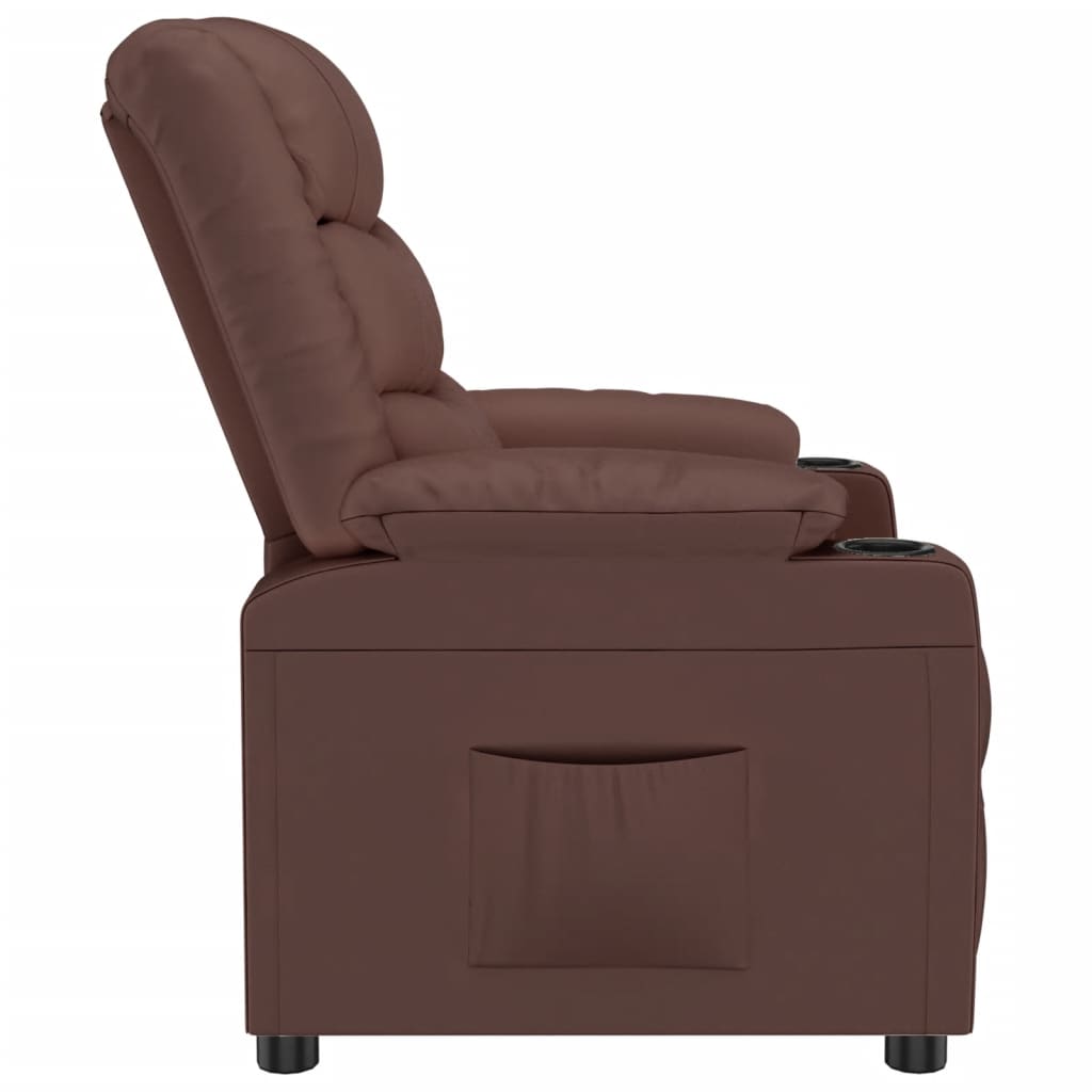 Poltrona reclinável couro artificial castanho