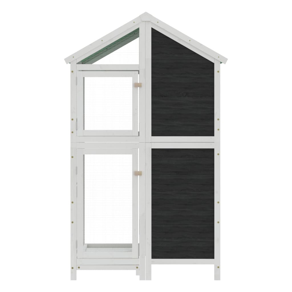 Gaiola para pássaros 97x81x152 cm pinho maciço cinzento
