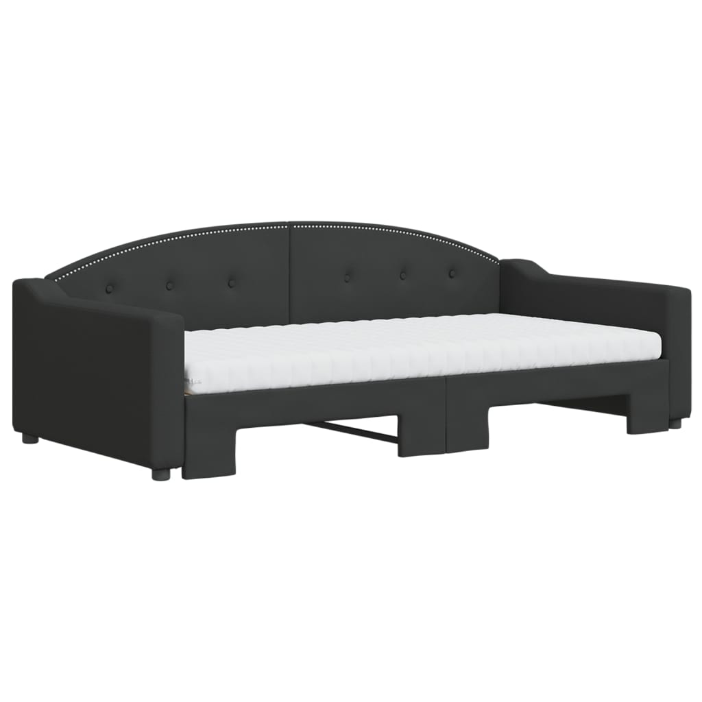 Sofá-cama com gavetão e colchões 100x200 cm tecido preto