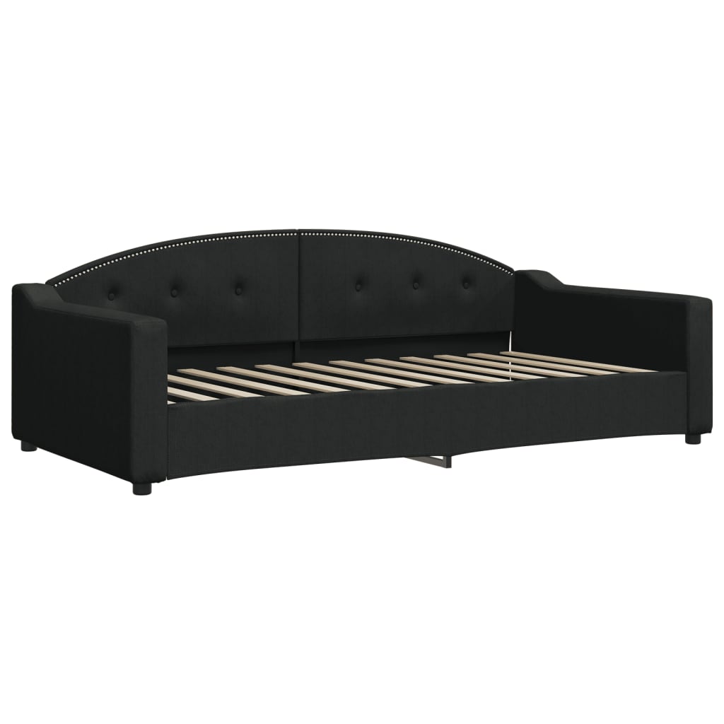 Sofá-cama com gavetão e colchões 100x200 cm tecido preto