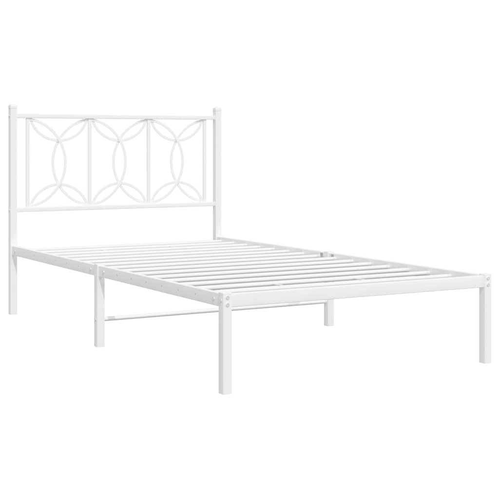 Estrutura de cama com cabeceira 100x200 cm metal branco