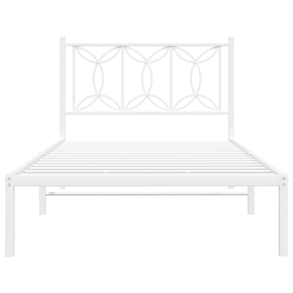 Estrutura de cama com cabeceira 100x200 cm metal branco