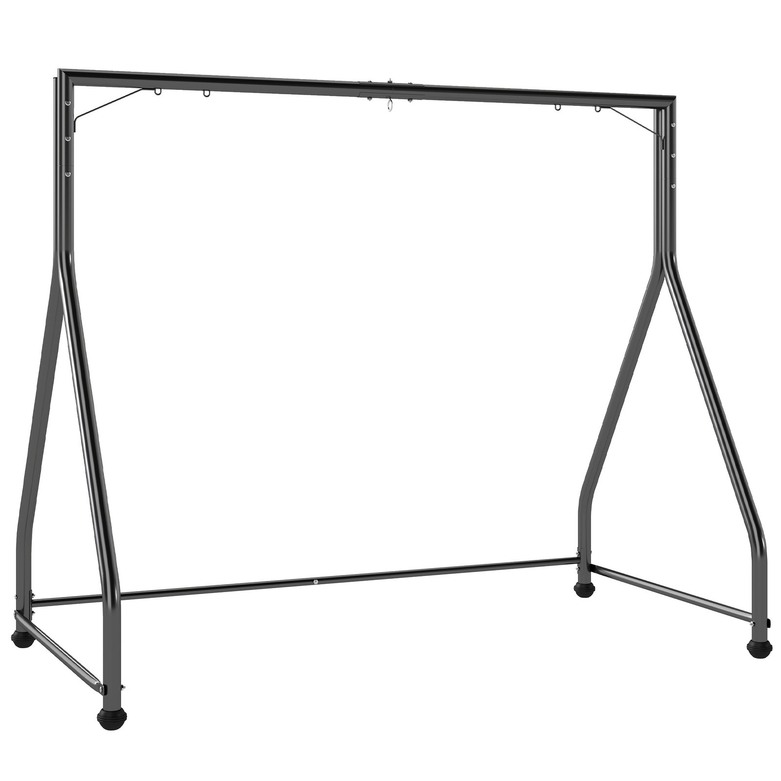 Estrutura de balanço em aço para 2 ou 3 assentos capacidade de 360 kg 210x117x175 cm preto
