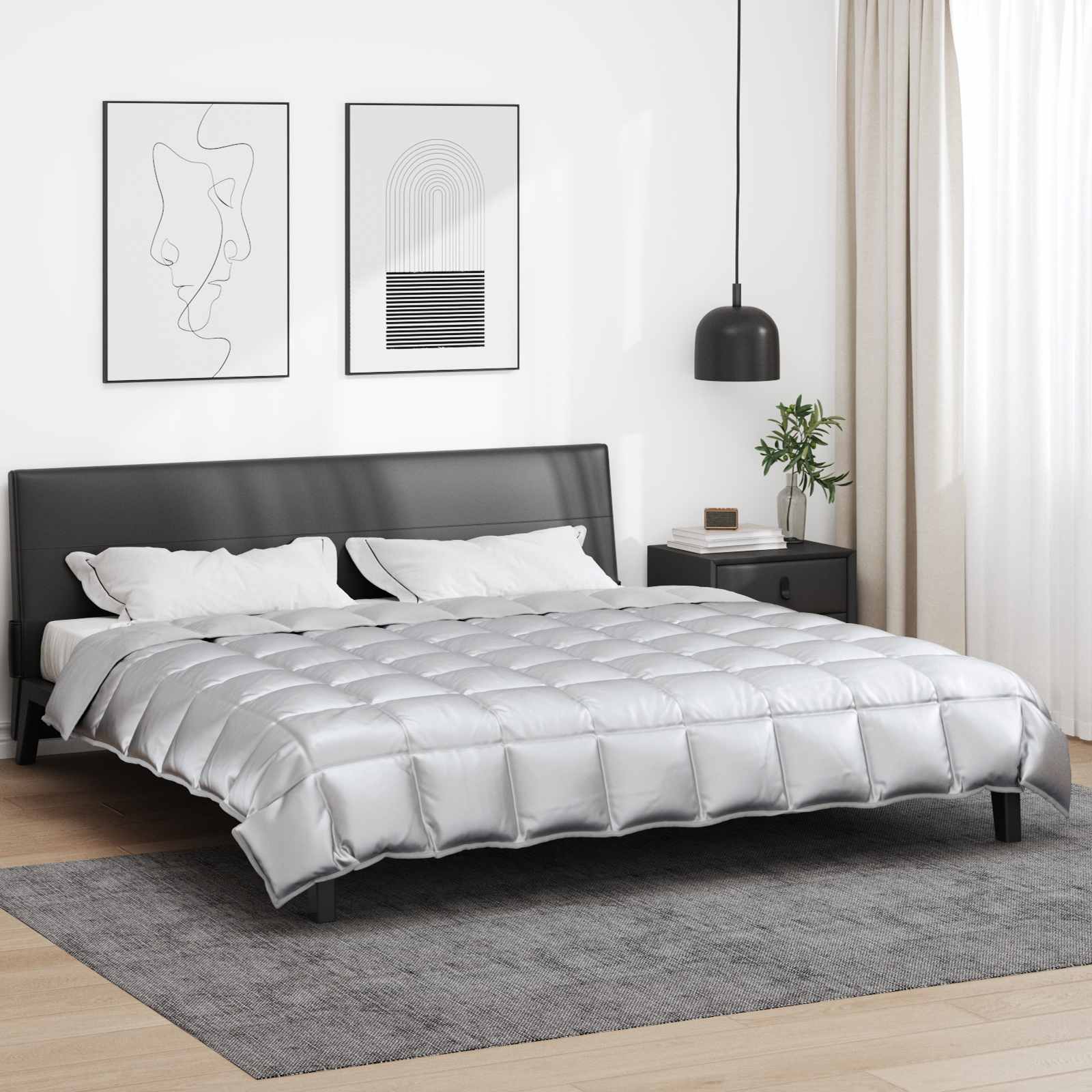 Edredom de inverno prateado 220 x 240 cm cetim e microfibra